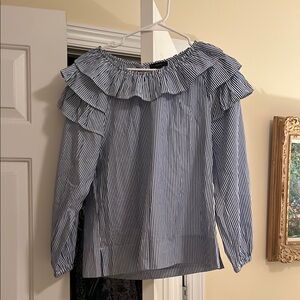 J. Crew Blue Ruffled Blouse